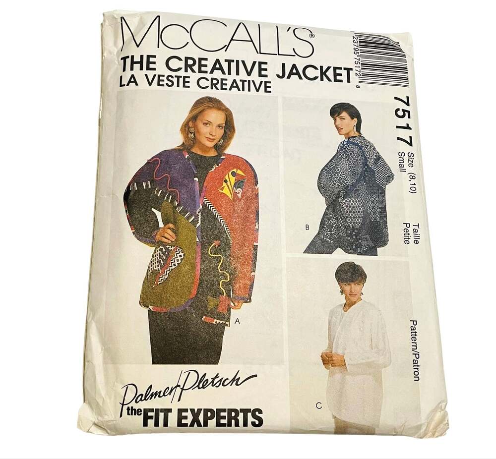 McCalls 7517 Vintage 1995 The Creative Jacket Size (8,10) Palmer/Pletsch FF OOP